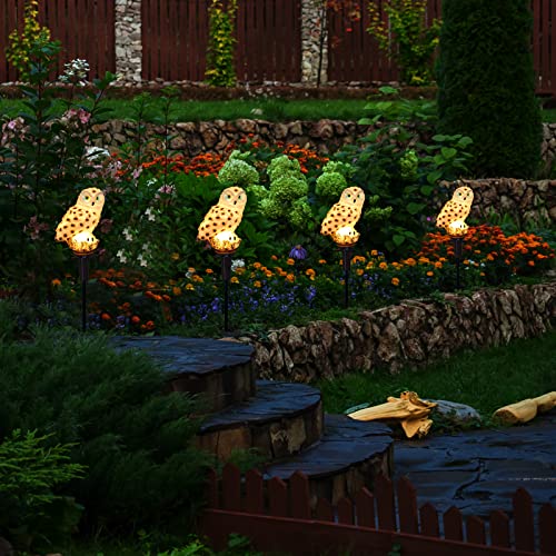 YUEFA Solar Owl Light, 3 Pack Owl Solar Light, Owls for Garden Stake Lights Outdoor Waterproof, Garden Yard Lawn Patio Landscape Lighting Decoration (White)