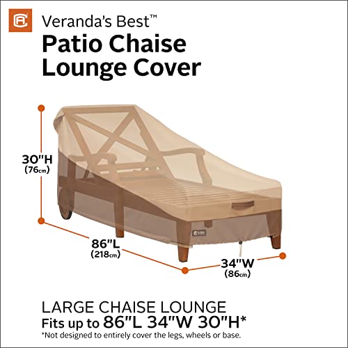 Classic Accessories Veranda's Best Waterproof Patio Chaise Lounge Cover, 86 x 34 x 30 Inch, Patio Furniture Covers