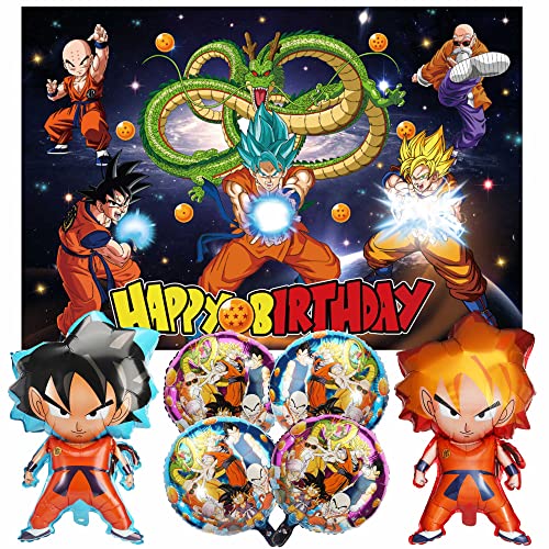 Duterble Anime Party Decorations Backdrop, Anime Birthday Party Decoration Happy Birthday Balloons Party Favor for Boys Party Supplies