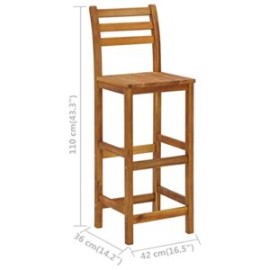 vidaXL 2/4x Solid Acacia Wood Bar Stool Outdoor Garden Bistro Chairs Stools