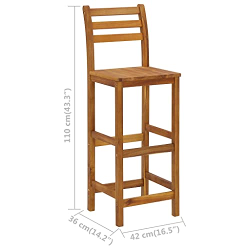 vidaXL 2/4x Solid Acacia Wood Bar Stool Outdoor Garden Bistro Chairs Stools