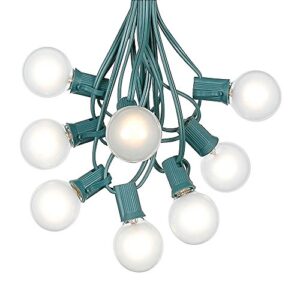 g40 patio string lights with 25 frosted globe bulbs – hanging garden string lights – vintage backyard patio lights – outdoor string lights – market cafe string lights – green wire – 25 foot