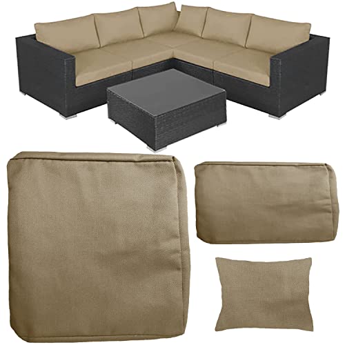 TECOSARA Patio Cushion Covers for 5 Pcs Patio Furniture Sets, 10 Covers Outdoor Cushion Covers for Seat and Back, Water Repellent Outside Cushion Covers Taupe