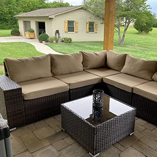 TECOSARA Patio Cushion Covers for 5 Pcs Patio Furniture Sets, 10 Covers Outdoor Cushion Covers for Seat and Back, Water Repellent Outside Cushion Covers Taupe