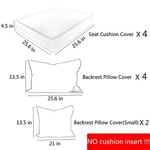 TECOSARA Patio Cushion Covers for 5 Pcs Patio Furniture Sets, 10 Covers Outdoor Cushion Covers for Seat and Back, Water Repellent Outside Cushion Covers Taupe