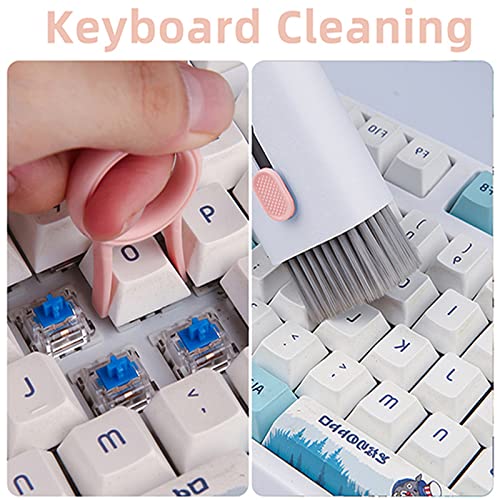 Gtinna 7 in 1 Computer Keyboard Cleaning Brush Set Earbuds Cleaning Pen Wireless Bluetooth Headset Charging Box Electronics Keyboard Cleaning Tools Cleaner Keycap Puller Kit (Pink)