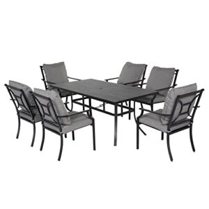 Grand patio 7 Pieces Outdoor Dining Set, Patio Dining Set for 6 with 1 Rectangular Dining Table,Metal Patio Garden Set for Backyard,Patio