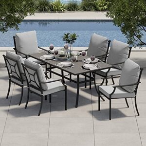 grand patio 7 pieces outdoor dining set, patio dining set for 6 with 1 rectangular dining table,metal patio garden set for backyard,patio