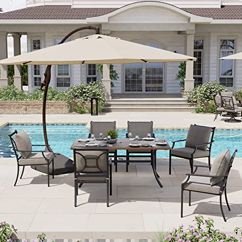 Grand patio 7 Pieces Outdoor Dining Set, Patio Dining Set for 6 with 1 Rectangular Dining Table,Metal Patio Garden Set for Backyard,Patio