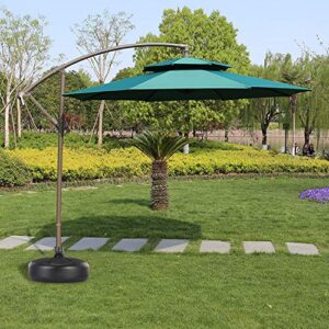 Fillable Patio Umbrella Base Stand, Umbrella Stand Round Base, Water & Sand Filled Parasol Base Pole Holder for Outdoor Lawn Garden Beach - Black