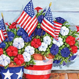 Toland Home Garden 109616 Patriotic Pansies Patriotic Flag 28x40 Inch Double Sided Patriotic Garden Flag for Outdoor House Flower Flag Yard Decoration