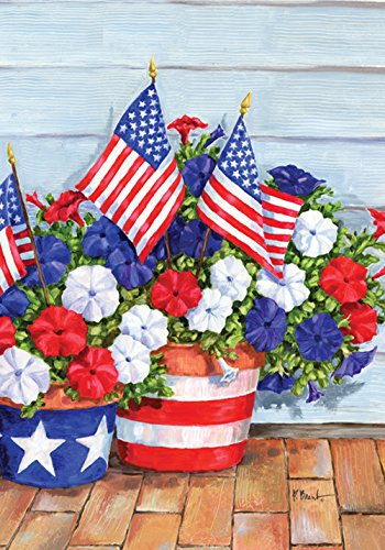 Toland Home Garden 109616 Patriotic Pansies Patriotic Flag 28x40 Inch Double Sided Patriotic Garden Flag for Outdoor House Flower Flag Yard Decoration