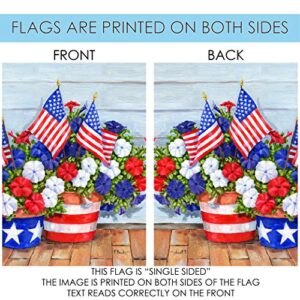 Toland Home Garden 109616 Patriotic Pansies Patriotic Flag 28x40 Inch Double Sided Patriotic Garden Flag for Outdoor House Flower Flag Yard Decoration