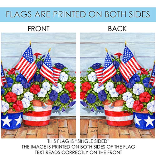 Toland Home Garden 109616 Patriotic Pansies Patriotic Flag 28x40 Inch Double Sided Patriotic Garden Flag for Outdoor House Flower Flag Yard Decoration