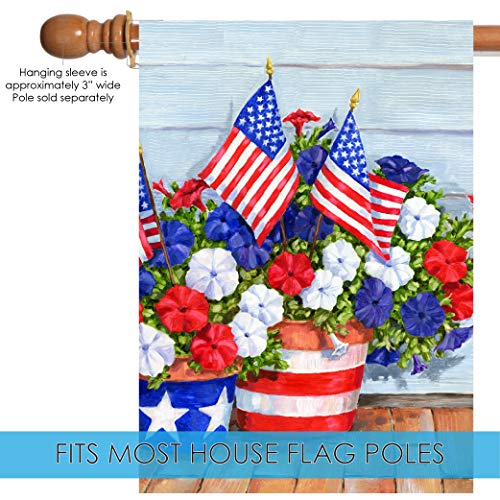 Toland Home Garden 109616 Patriotic Pansies Patriotic Flag 28x40 Inch Double Sided Patriotic Garden Flag for Outdoor House Flower Flag Yard Decoration