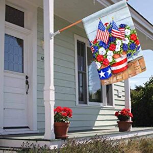 Toland Home Garden 109616 Patriotic Pansies Patriotic Flag 28x40 Inch Double Sided Patriotic Garden Flag for Outdoor House Flower Flag Yard Decoration