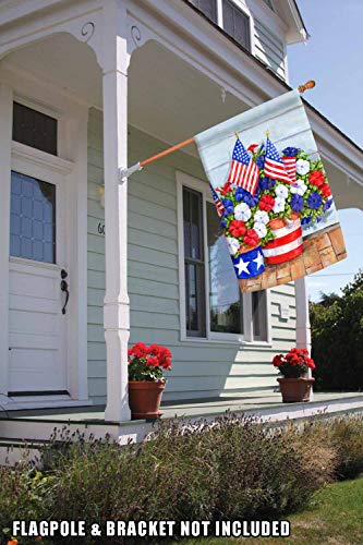 Toland Home Garden 109616 Patriotic Pansies Patriotic Flag 28x40 Inch Double Sided Patriotic Garden Flag for Outdoor House Flower Flag Yard Decoration