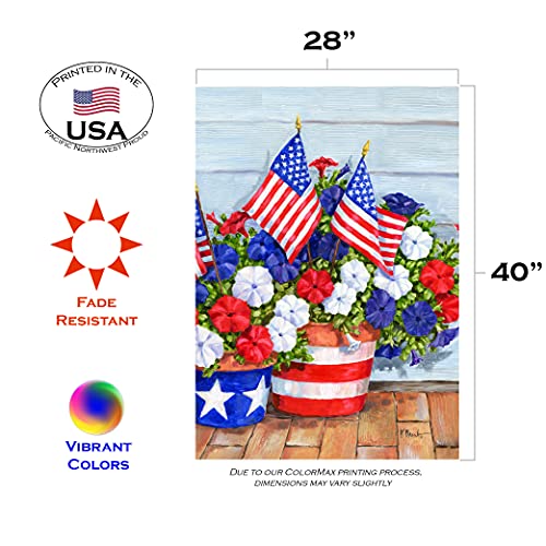 Toland Home Garden 109616 Patriotic Pansies Patriotic Flag 28x40 Inch Double Sided Patriotic Garden Flag for Outdoor House Flower Flag Yard Decoration