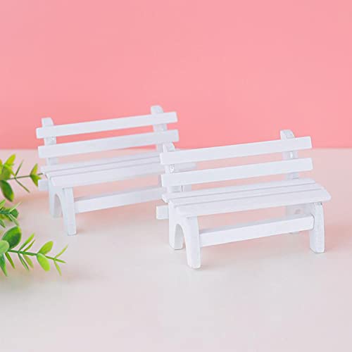 1:6 Scale Miniature Bench Mini Wooden Park Benches Handmade Small Fairy Garden Chair for Crafts Mini House Decoration Photo Props,Pack of 2