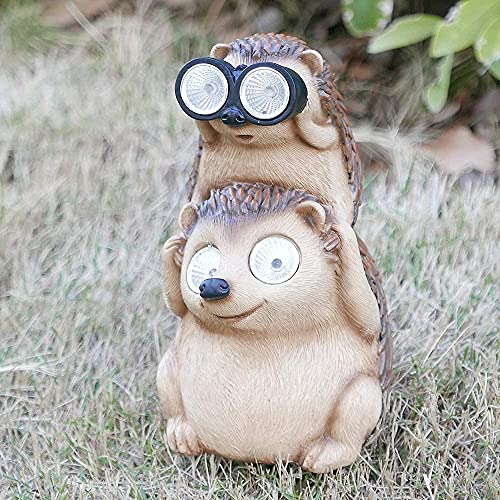 Juliahestia Garden Statues Hedgehog Yard Decor Solar Animal Outdoor Lawn Outside Decorations Patio Ornaments Porch Waterproof Funny Sculptures Cute Figurines Gifts