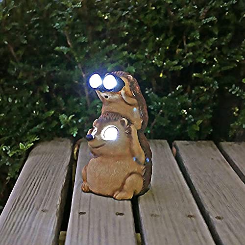 Juliahestia Garden Statues Hedgehog Yard Decor Solar Animal Outdoor Lawn Outside Decorations Patio Ornaments Porch Waterproof Funny Sculptures Cute Figurines Gifts