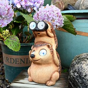 Juliahestia Garden Statues Hedgehog Yard Decor Solar Animal Outdoor Lawn Outside Decorations Patio Ornaments Porch Waterproof Funny Sculptures Cute Figurines Gifts