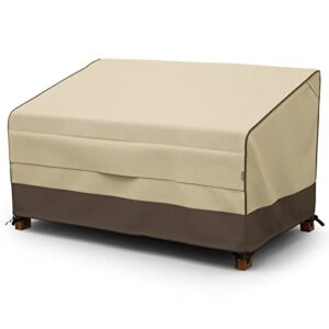 mr. cover 2-seater outdoor loveseat cover waterproof, 60-inch patio furniture covers, large air vents, uv-resistant & heavy duty material, brown & khaki