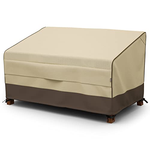 MR. COVER 2-Seater Outdoor Loveseat Cover Waterproof, 60-Inch Patio Furniture Covers, Large Air Vents, UV-Resistant & Heavy Duty Material, Brown & Khaki