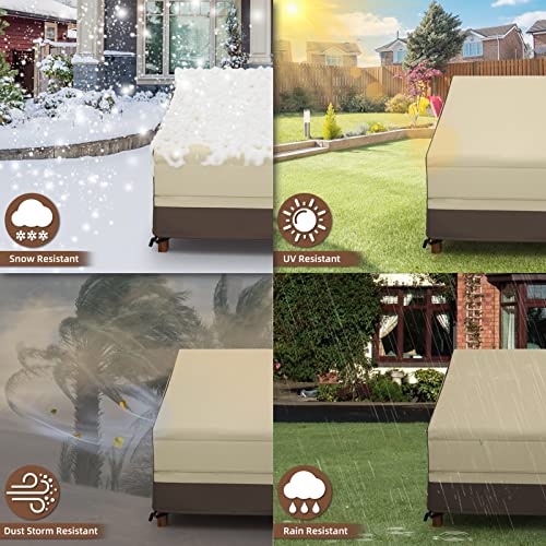 MR. COVER 2-Seater Outdoor Loveseat Cover Waterproof, 60-Inch Patio Furniture Covers, Large Air Vents, UV-Resistant & Heavy Duty Material, Brown & Khaki