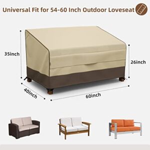 MR. COVER 2-Seater Outdoor Loveseat Cover Waterproof, 60-Inch Patio Furniture Covers, Large Air Vents, UV-Resistant & Heavy Duty Material, Brown & Khaki