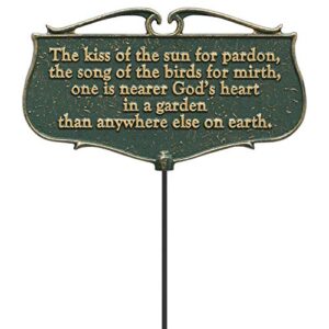 whitehall products “the kiss of the sun…” garden poem sign, green/gold