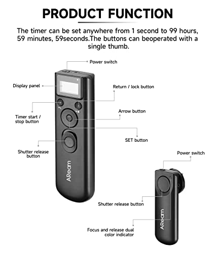 Wireless Digital Timer Remote Shutter Release Trigger Intervalometer for Canon EOS Rebel T6 T7 80D 70D 60D 60Da 77D T7i T6i T6s SL2 SL1 T5 T3 T5i T4i T3i T2i EOS R M6 M5 Cameras…