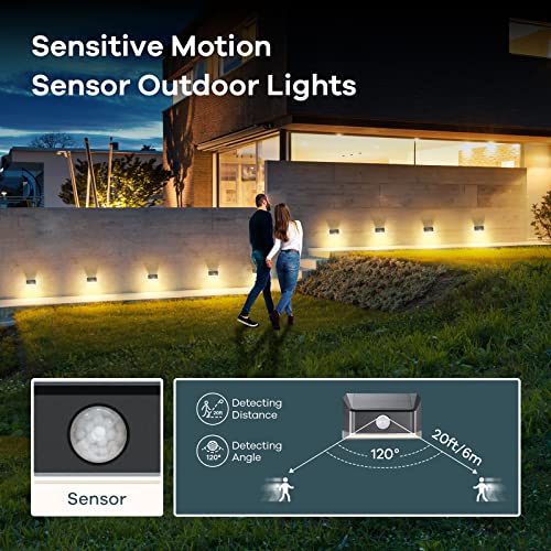 Linkind Solar Powered Motion Sensor Outdoor Lights Waterproof, LED Solar Step Lights Warm White, Outdoor Solar Deck Lights for Fence Post, Step, Deck, Railing, Backyard, Patio, and Walkway, 4 Pack