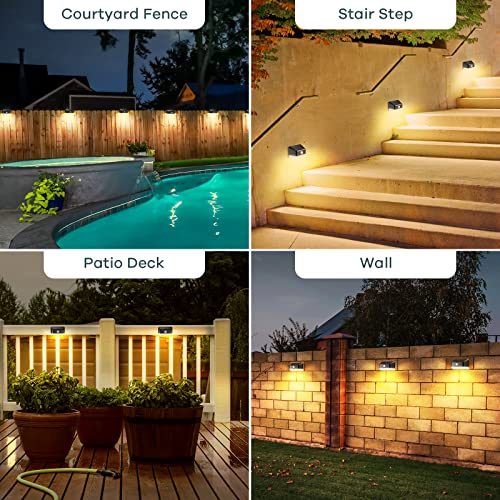 Linkind Solar Powered Motion Sensor Outdoor Lights Waterproof, LED Solar Step Lights Warm White, Outdoor Solar Deck Lights for Fence Post, Step, Deck, Railing, Backyard, Patio, and Walkway, 4 Pack
