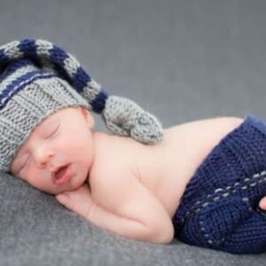 Newborn Baby Photo Shoot Props Girl Boy Crochet Knit Hat Costume Stripe Hat Pants Overalls Photography Props (Multicolor)