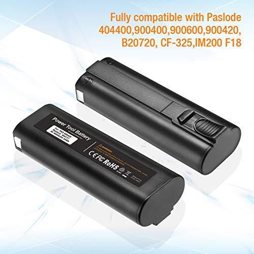 Abaige 2-Pack 4000mAh 6V Battery Compatible with Paslode 404717 B20544E BCPAS-404717 404400 900400 900420 900600 901000 902000 B20720 CF-325 IM200 F18 IM250 IM250A IM350A IM350CT PS604N, Ni-MH