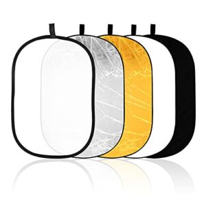 emart 24” x 36” (60 x 90cm) light reflectors 5-in-1 photo collapsible photography reflector large oval portable collapsible light reflector photography panel for studio video