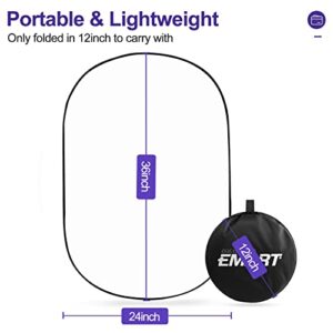 EMART 24'' x 36'' (60 x 90cm) Light Reflectors 5-in-1 Photo Collapsible Photography Reflector Large Oval Portable Collapsible Light Reflector Photography Panel for Studio Video