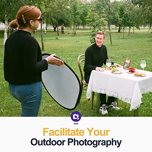 EMART 24'' x 36'' (60 x 90cm) Light Reflectors 5-in-1 Photo Collapsible Photography Reflector Large Oval Portable Collapsible Light Reflector Photography Panel for Studio Video