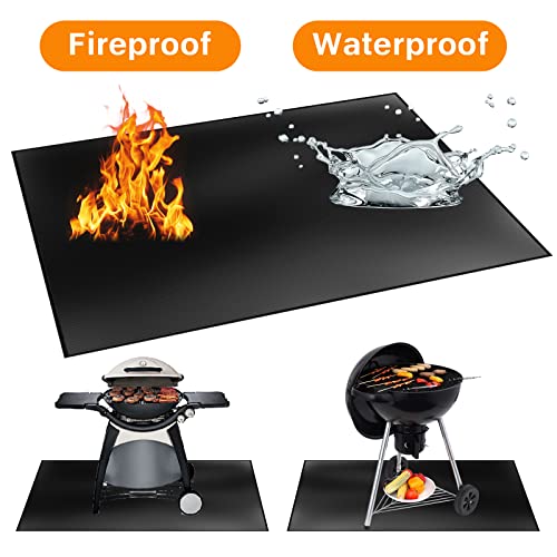 Under Grill Mats for Outdoor Grill, 50'' X 36'' Rectangle Fire Pit Mat for Fireproof Oil-Proof, Grill Mat for Outdoor Grill Deck Protector, Water-Proof Heat Proof Grill Pad for Patio BBQ