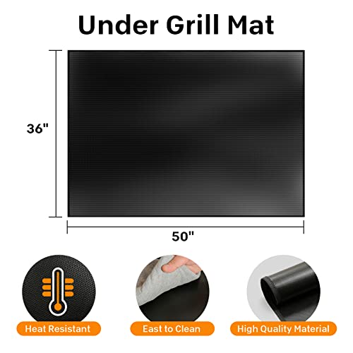 Under Grill Mats for Outdoor Grill, 50'' X 36'' Rectangle Fire Pit Mat for Fireproof Oil-Proof, Grill Mat for Outdoor Grill Deck Protector, Water-Proof Heat Proof Grill Pad for Patio BBQ