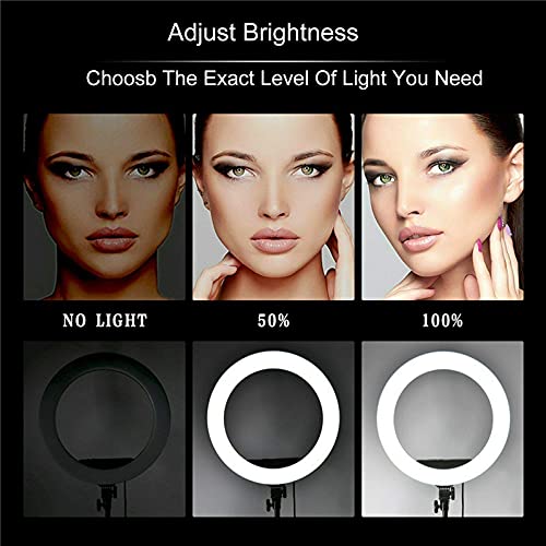 Ring Light - 18 inch 52 W Dimmable LED Ring Light Kit with Stand Adjustable 3200-5500 K Color Temperature Lighting for Vlog, Makeup, YouTube, Photo,Camera,Video - Control with Remote