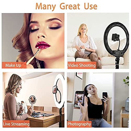 Ring Light - 18 inch 52 W Dimmable LED Ring Light Kit with Stand Adjustable 3200-5500 K Color Temperature Lighting for Vlog, Makeup, YouTube, Photo,Camera,Video - Control with Remote