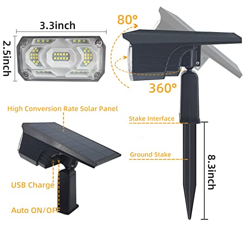 VERCIFO Solar Spot Lights Outdoor, 46LED Bright Solar Spotlight, IP65 Waterproof Solar Landscape Lights, Auto On/Off 3 Brightness Modes Solar Outdoor Lights for Garden Walkway 2 Pack Cold White