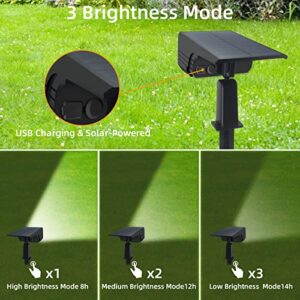 VERCIFO Solar Spot Lights Outdoor, 46LED Bright Solar Spotlight, IP65 Waterproof Solar Landscape Lights, Auto On/Off 3 Brightness Modes Solar Outdoor Lights for Garden Walkway 2 Pack Cold White