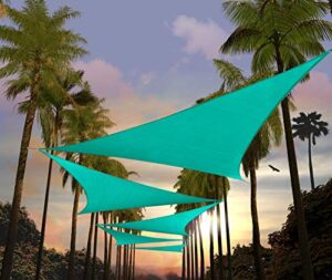 amgo 18′ x 18′ x 18′ turquoise triangle sun shade sail canopy awning shelter fabric atapt18 – uv block uv resistant heavy duty commercial grade – outdoor patio carport – (we customize)