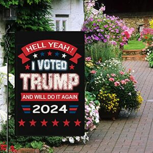 Kenomi Trump 2024 Garden Flag I Voted Trump Garden Flag America Flag Vertical Double Sided Rustic Farmland Burlap Yard Lawn Outdoor Decor 12.5x18