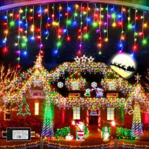jxledayy christmas lights super long 1280 led 131 ft led string lights with 240 drops plug in 8 modes christmas decoration for holiday wedding party bedroom garden patio outdoor indoor (multicolor)
