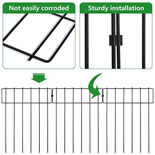 MZYOUHUO 9 Packs Animal Barrier Fence - No Dig Bottom Fence Barrier Rustproof Metal Wire for Dog Rabbits Ground Stakes Defense and Outdoor Patio,17 in(H) X 9.7 Ft(L)