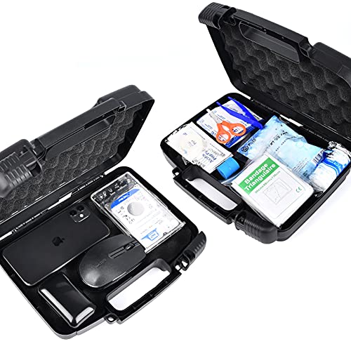 AOOCY Small Hard Carrying Case with Pluck Foam Interior for iPhone, GoPro, Camera, and More- 14 x 10.4 x 3.5 Inches, Black